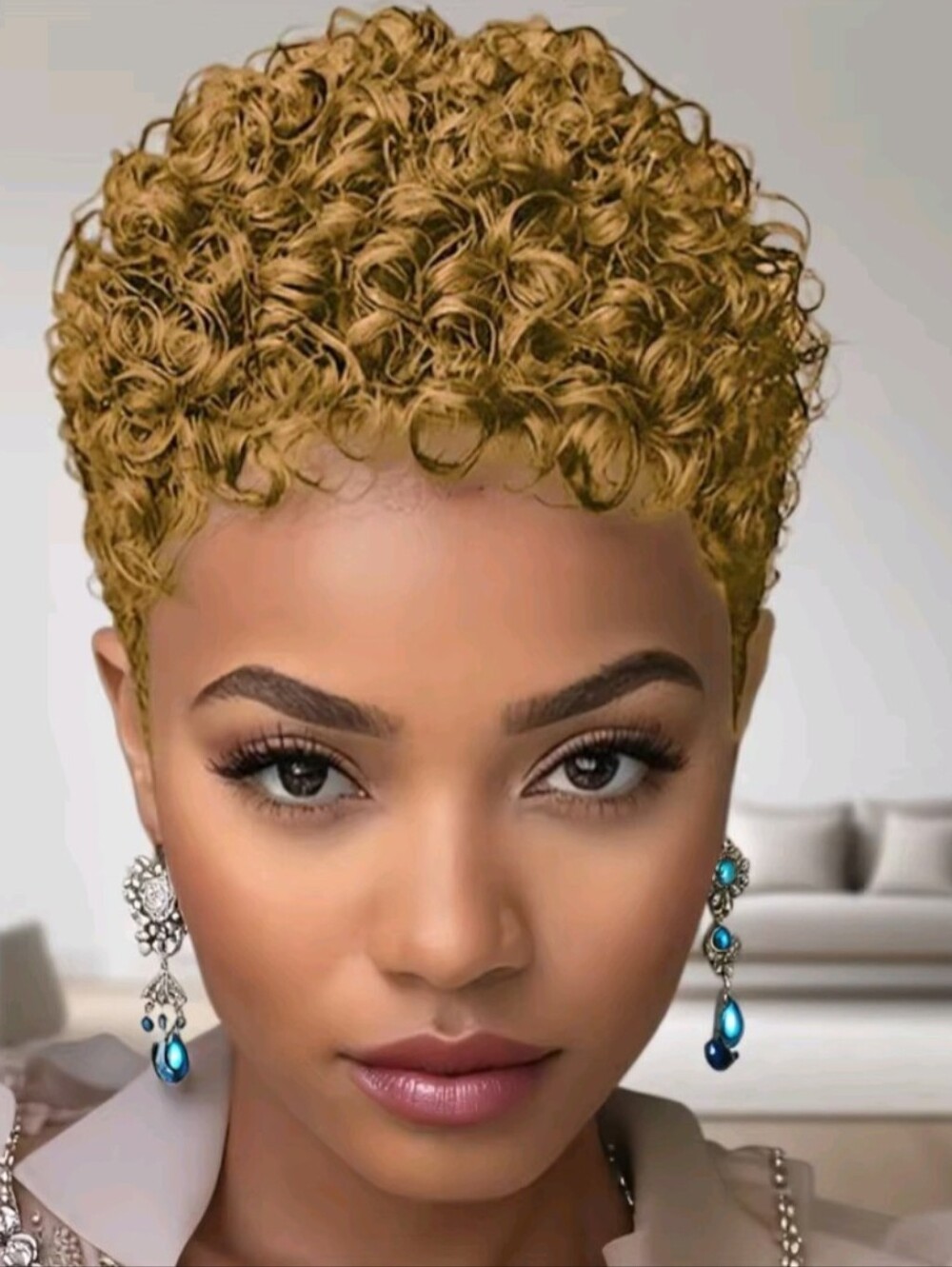 Women's Short Afro Kinky Curly Wig Human Hair Pixie Cut 4" Inch